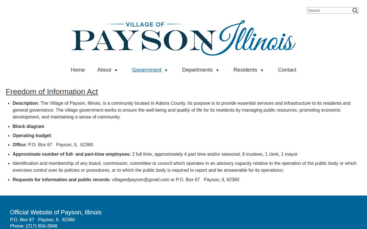 Adams County Payson public-record source, Village FOIA records route