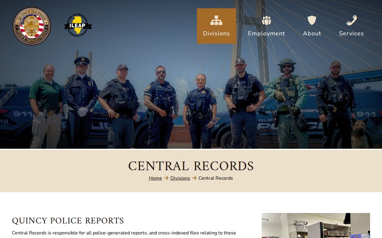 Adams County Quincy arrest records and FOIA source, Quincy Police Central Records